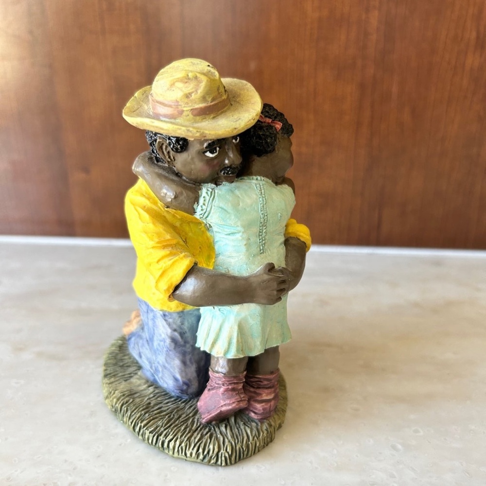 Youngs Inc. African American Man Hugging a Child Figurine